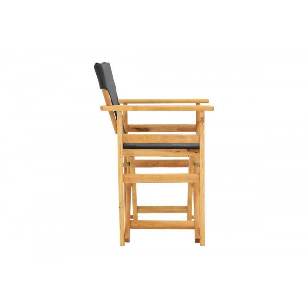 Πολυθρόνα σκηνοθέτη "KOMPA" από ξύλο άβαφο/textilene σε χρώμα μαύρο 56.5x54x88