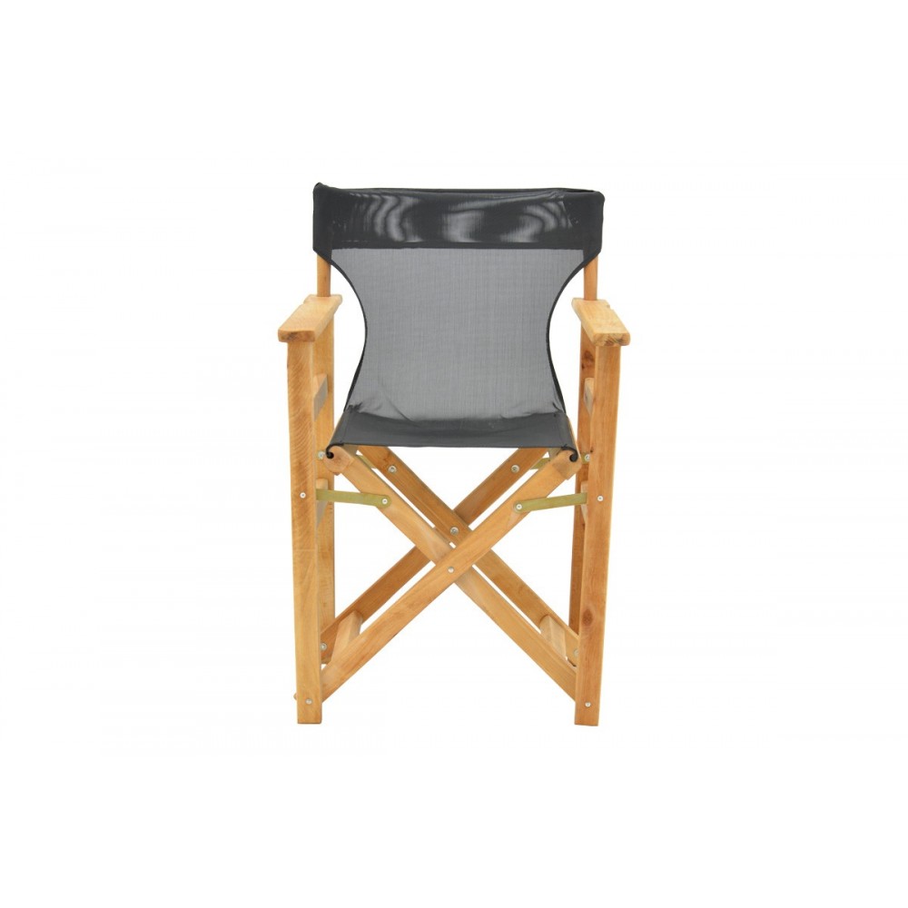 Πολυθρόνα σκηνοθέτη "KOMPA" από ξύλο άβαφο/textilene σε χρώμα μαύρο 56.5x54x88