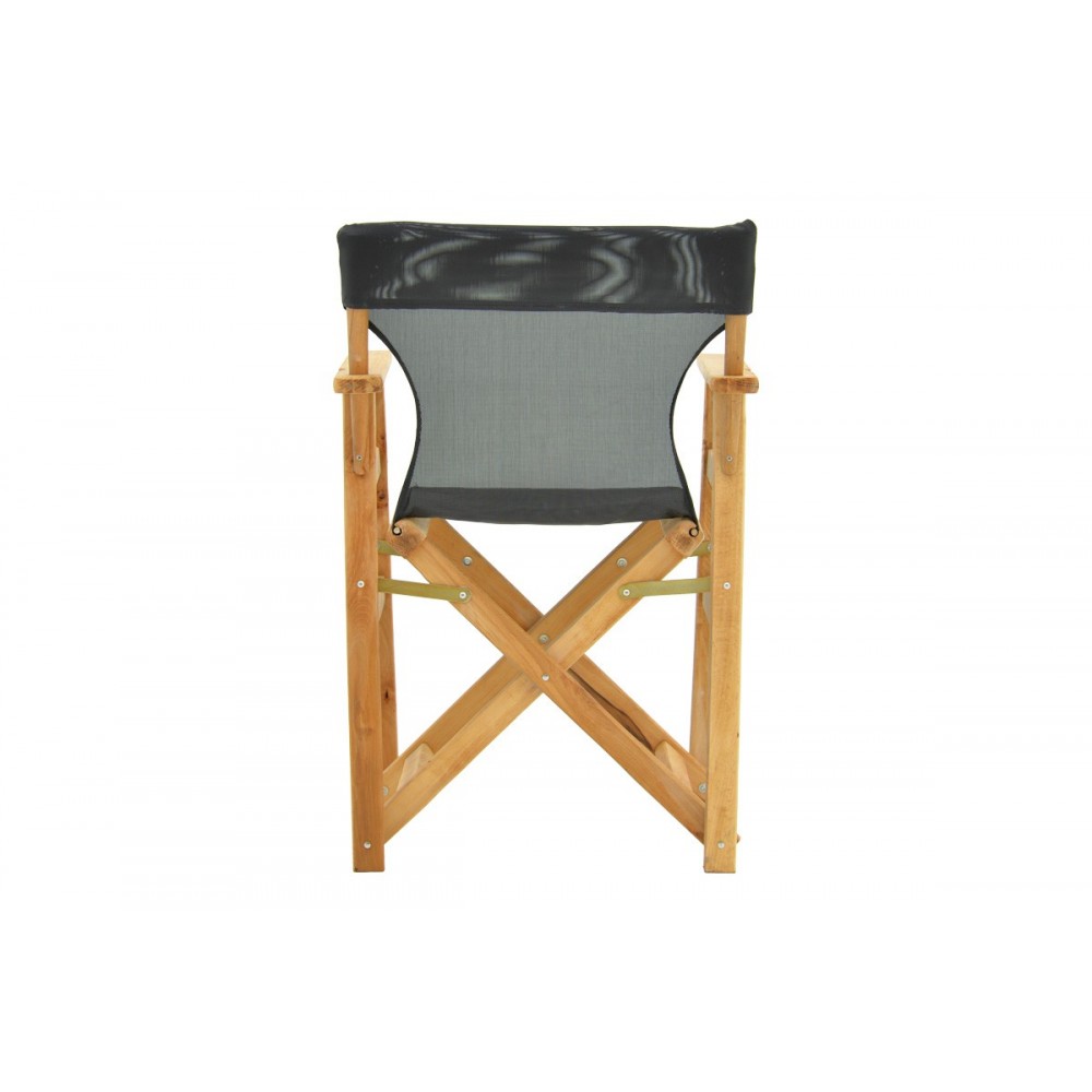 Πολυθρόνα σκηνοθέτη "KOMPA" από ξύλο άβαφο/textilene σε χρώμα μαύρο 56.5x54x88