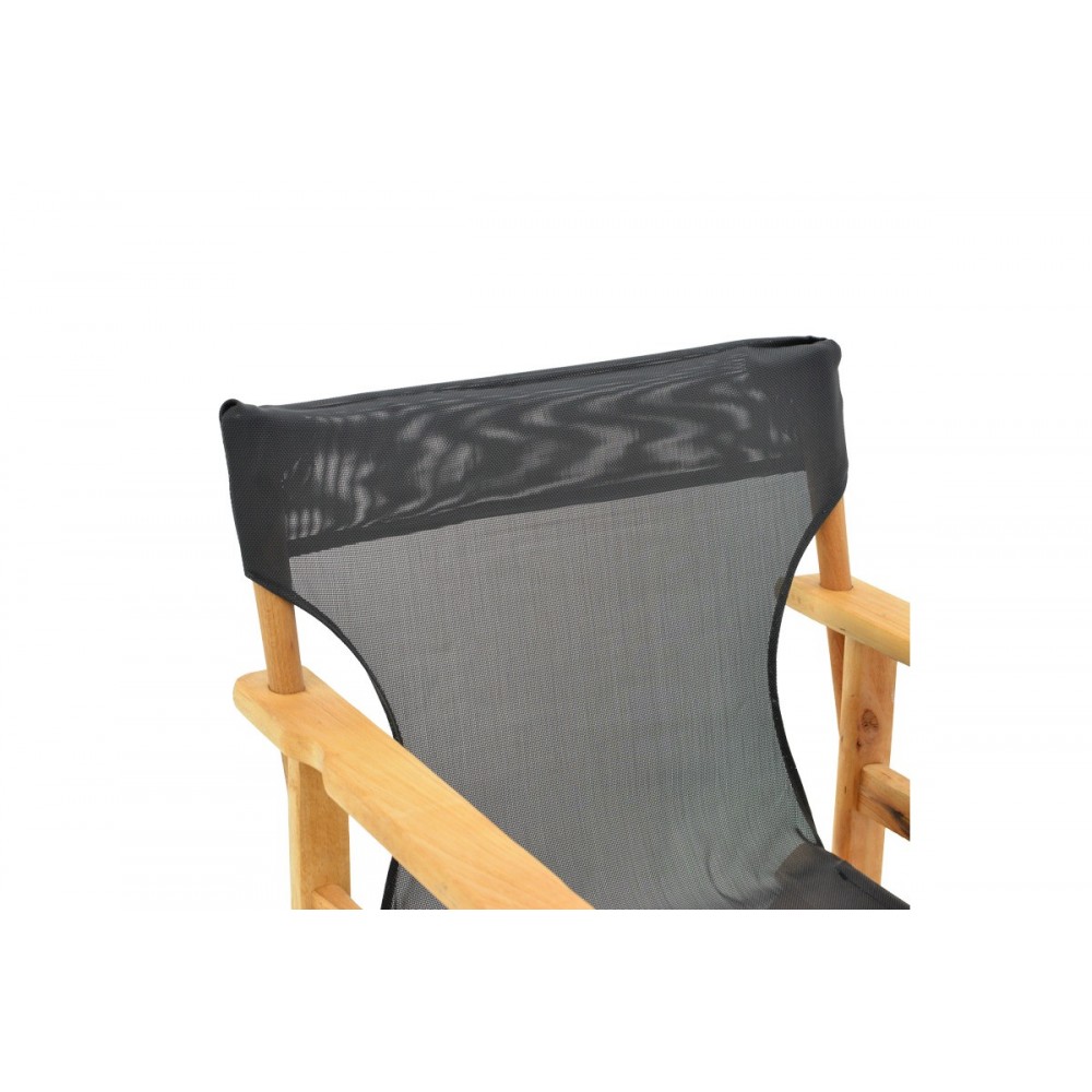 Πολυθρόνα σκηνοθέτη "KOMPA" από ξύλο άβαφο/textilene σε χρώμα μαύρο 56.5x54x88