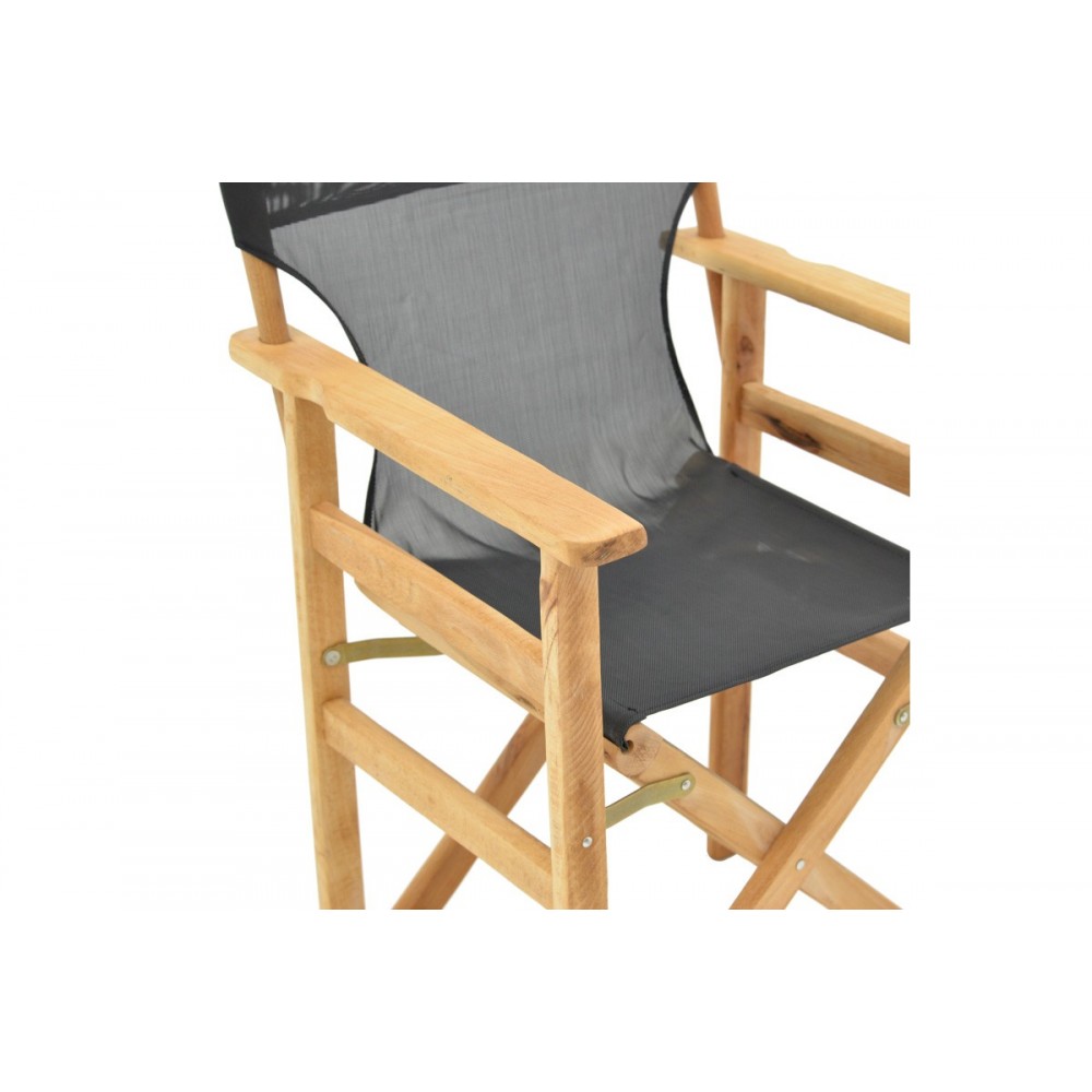 Πολυθρόνα σκηνοθέτη "KOMPA" από ξύλο άβαφο/textilene σε χρώμα μαύρο 56.5x54x88