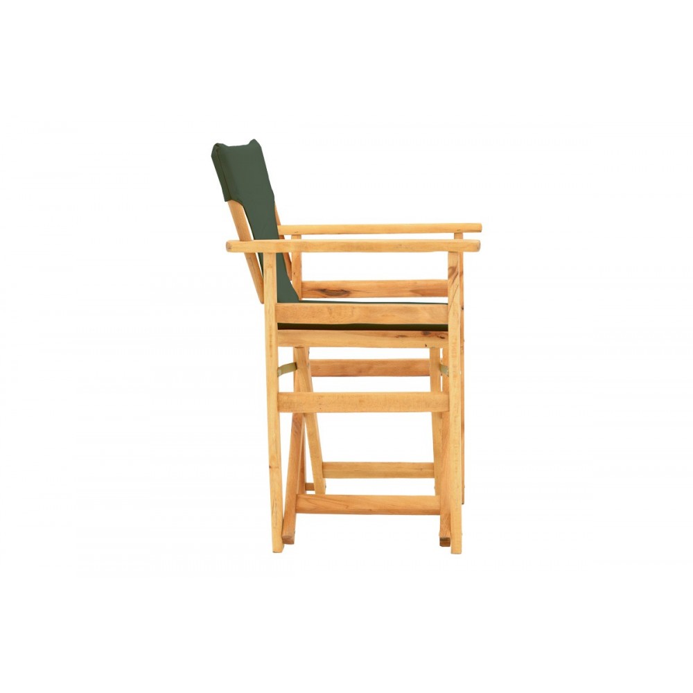 Πολυθρόνα σκηνοθέτη "KOMPA" από ξύλο άβαφο/textilene σε χρώμα κυπαρισσί 56.5x54x88