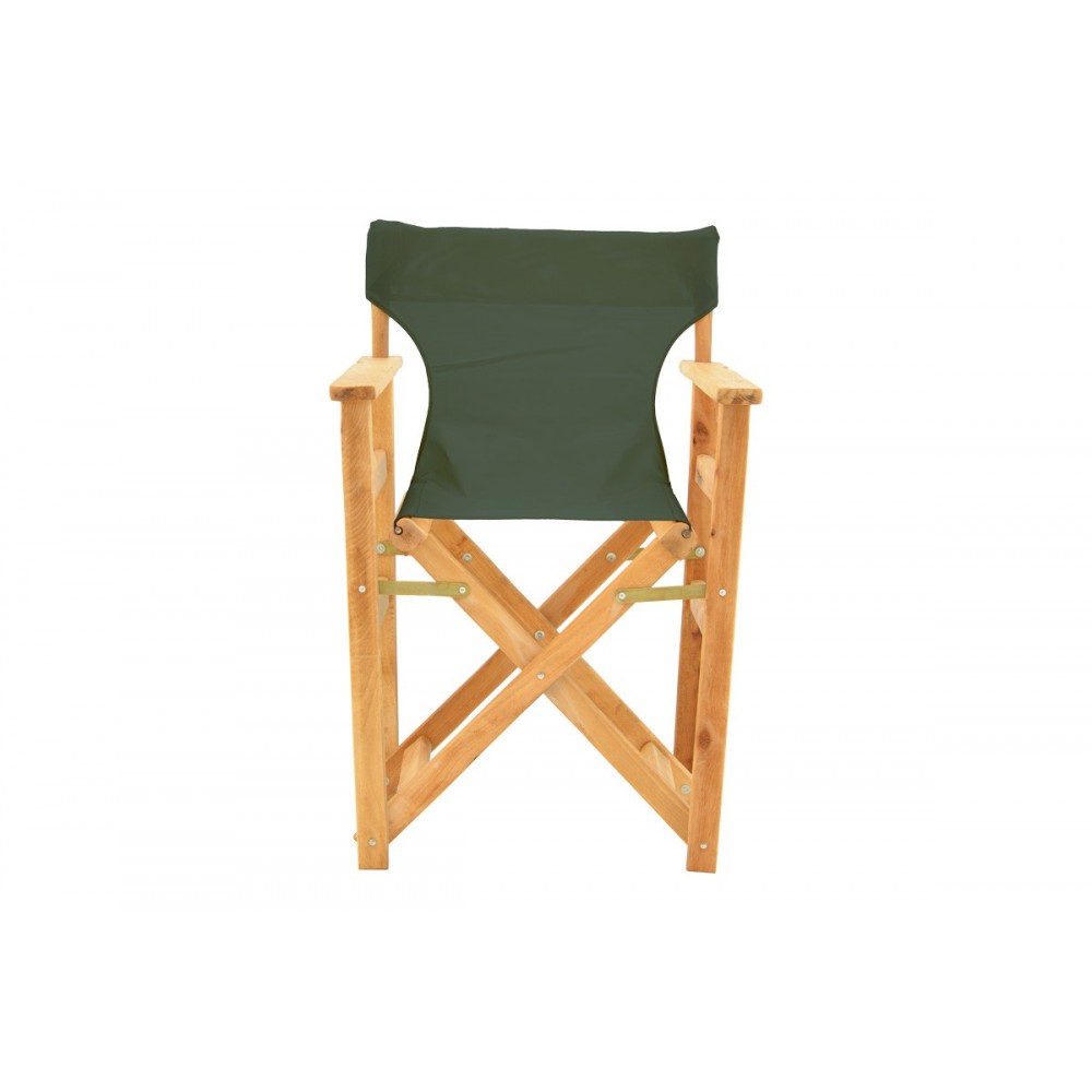 Πολυθρόνα σκηνοθέτη "KOMPA" από ξύλο άβαφο/textilene σε χρώμα κυπαρισσί 56.5x54x88