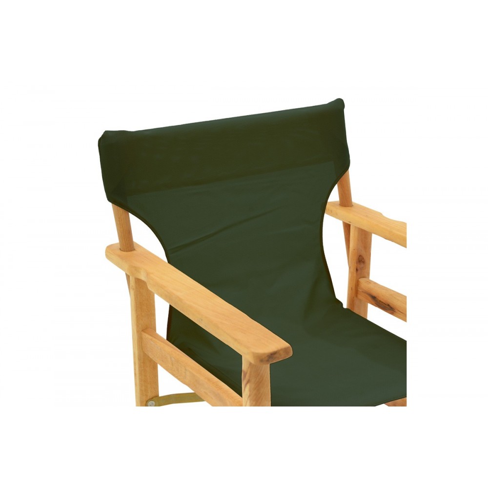 Πολυθρόνα σκηνοθέτη "KOMPA" από ξύλο άβαφο/textilene σε χρώμα κυπαρισσί 56.5x54x88