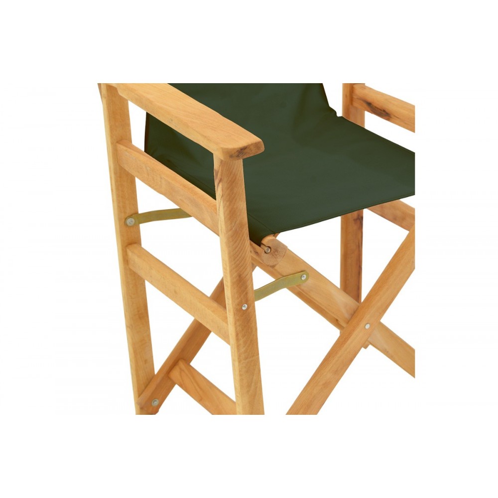 Πολυθρόνα σκηνοθέτη "KOMPA" από ξύλο άβαφο/textilene σε χρώμα κυπαρισσί 56.5x54x88
