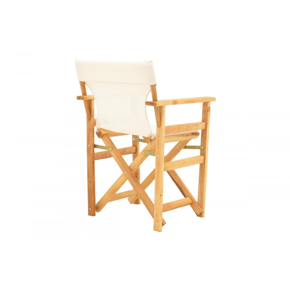 Πολυθρόνα σκηνοθέτη "KOMPA" από ξύλο άβαφο/textilene σε χρώμα εκρού 56.5x54x88