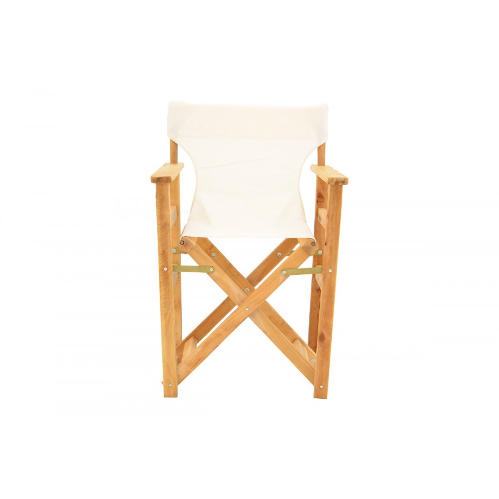 Πολυθρόνα σκηνοθέτη "KOMPA" από ξύλο άβαφο/textilene σε χρώμα εκρού 56.5x54x88