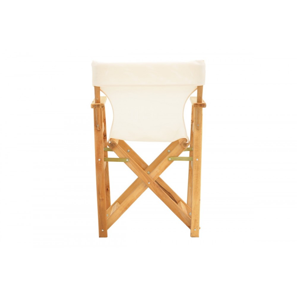 Πολυθρόνα σκηνοθέτη "KOMPA" από ξύλο άβαφο/textilene σε χρώμα εκρού 56.5x54x88