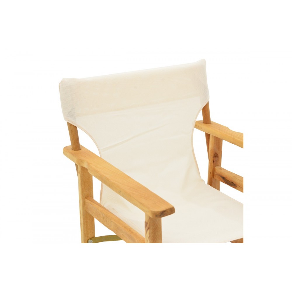 Πολυθρόνα σκηνοθέτη "KOMPA" από ξύλο άβαφο/textilene σε χρώμα εκρού 56.5x54x88