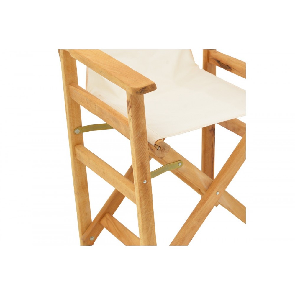 Πολυθρόνα σκηνοθέτη "KOMPA" από ξύλο άβαφο/textilene σε χρώμα εκρού 56.5x54x88