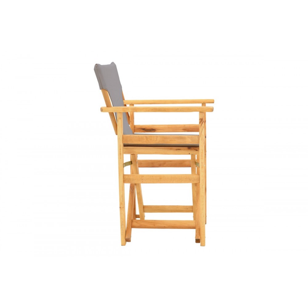 Πολυθρόνα σκηνοθέτη "KOMPA" από ξύλο άβαφο/textilene σε χρώμα γκρι 56.5x54x88