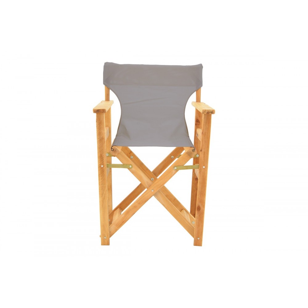 Πολυθρόνα σκηνοθέτη "KOMPA" από ξύλο άβαφο/textilene σε χρώμα γκρι 56.5x54x88