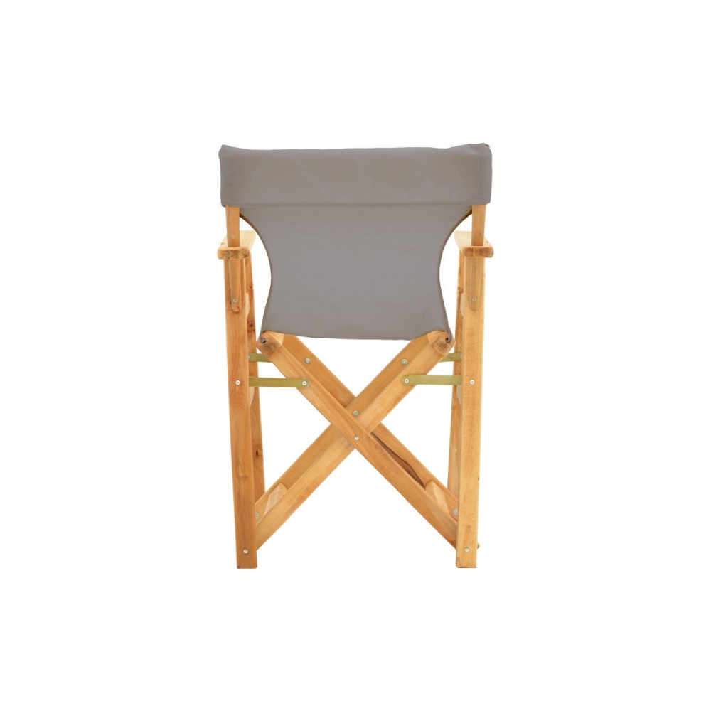 Πολυθρόνα σκηνοθέτη "KOMPA" από ξύλο άβαφο/textilene σε χρώμα γκρι 56.5x54x88