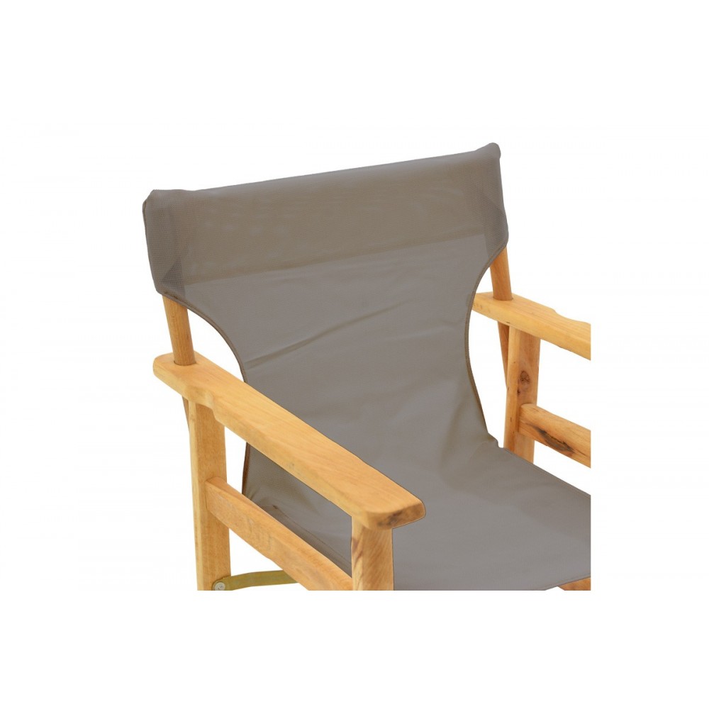 Πολυθρόνα σκηνοθέτη "KOMPA" από ξύλο άβαφο/textilene σε χρώμα γκρι 56.5x54x88