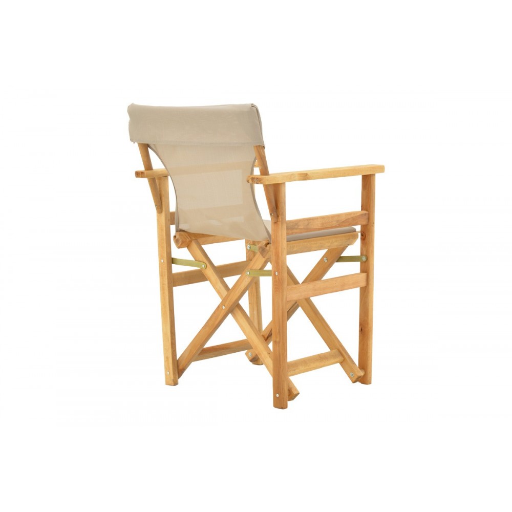 Πολυθρόνα σκηνοθέτη "KOMPA" από ξύλο άβαφο/textilene σε χρώμα taupe 56.5x54x88