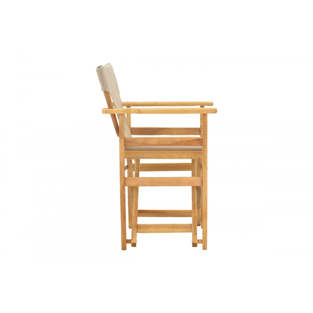 Πολυθρόνα σκηνοθέτη "KOMPA" από ξύλο άβαφο/textilene σε χρώμα taupe 56.5x54x88