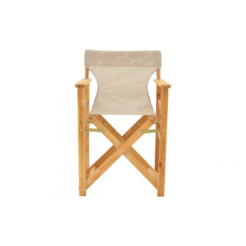 Πολυθρόνα σκηνοθέτη "KOMPA" από ξύλο άβαφο/textilene σε χρώμα taupe 56.5x54x88