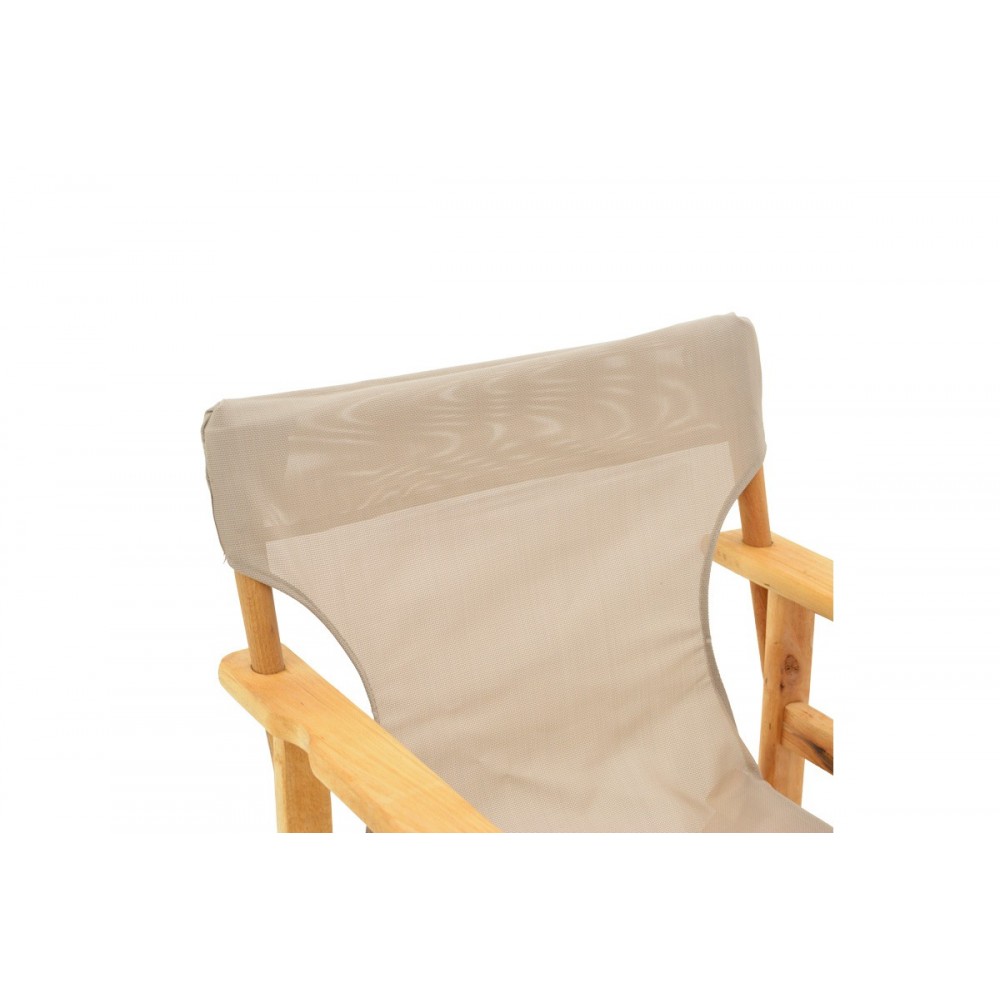 Πολυθρόνα σκηνοθέτη "KOMPA" από ξύλο άβαφο/textilene σε χρώμα taupe 56.5x54x88