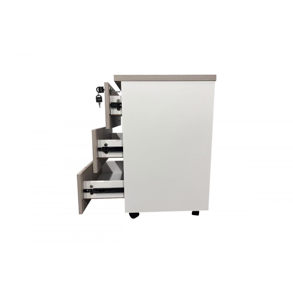 Συρταριέρα γραφείου "ARMADI" τροχήλατη σε χρώμα γκρι/λευκό 40x40x55