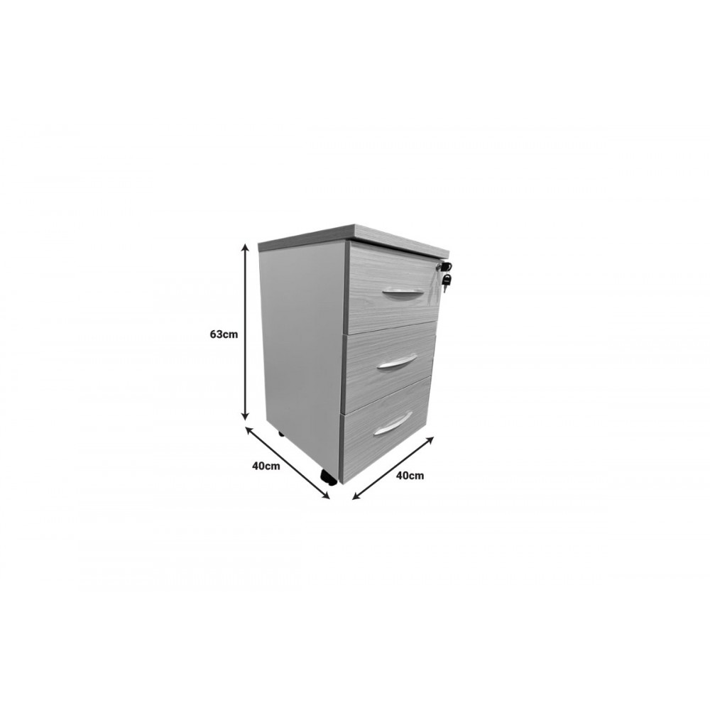 Συρταριέρα γραφείου "ARMADI" τροχήλατη σε χρώμα γκρι/λευκό 40x40x55