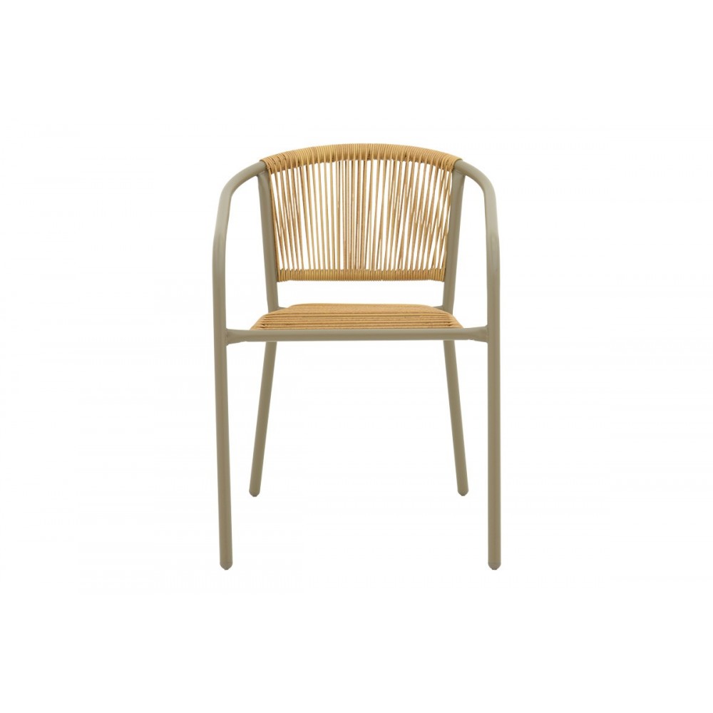 Πολυθρόνα "LINDARIA" από μέταλλο/pe rattan σε χρώμα σαμπανιζέ/φυσικό 54x63x74