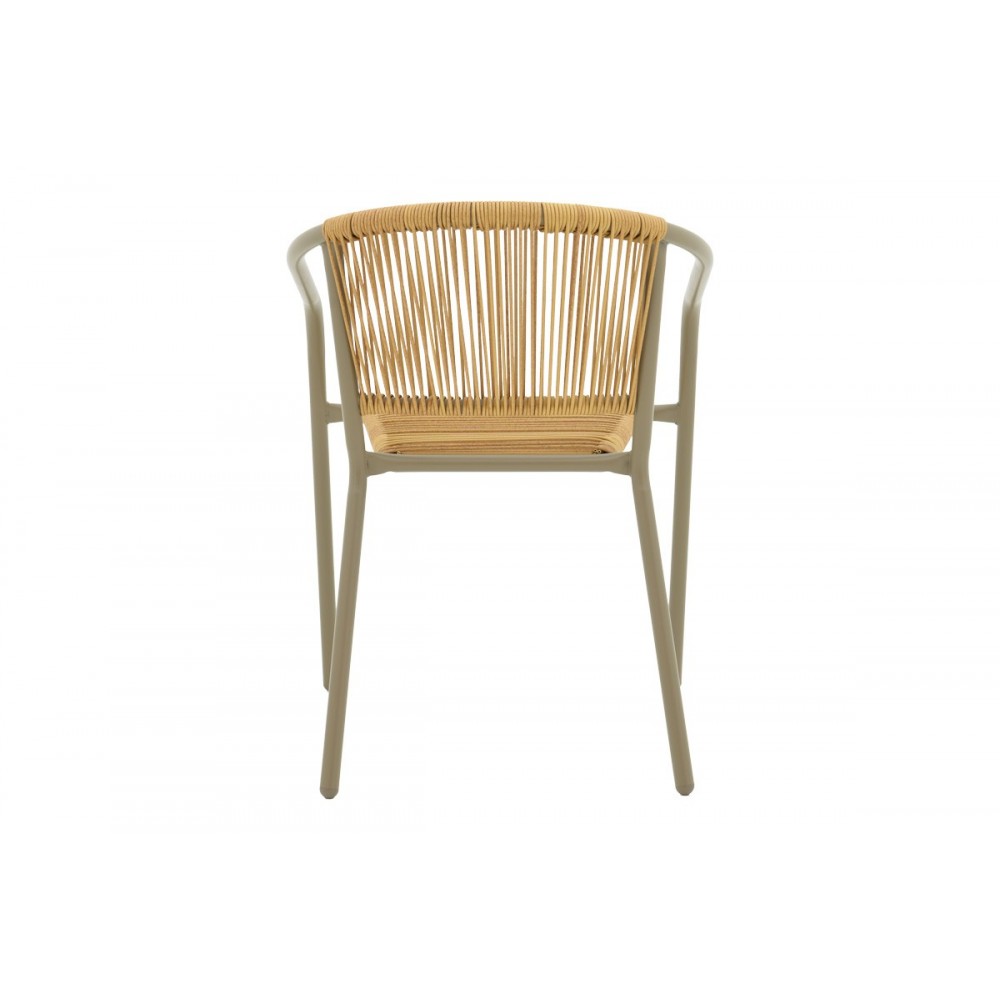 Πολυθρόνα "LINDARIA" από μέταλλο/pe rattan σε χρώμα σαμπανιζέ/φυσικό 54x63x74