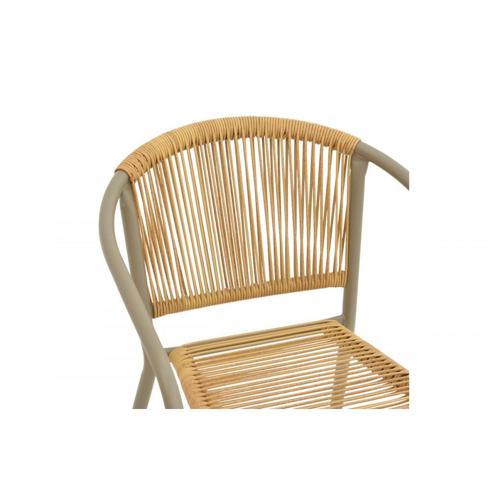 Πολυθρόνα "LINDARIA" από μέταλλο/pe rattan σε χρώμα σαμπανιζέ/φυσικό 54x63x74