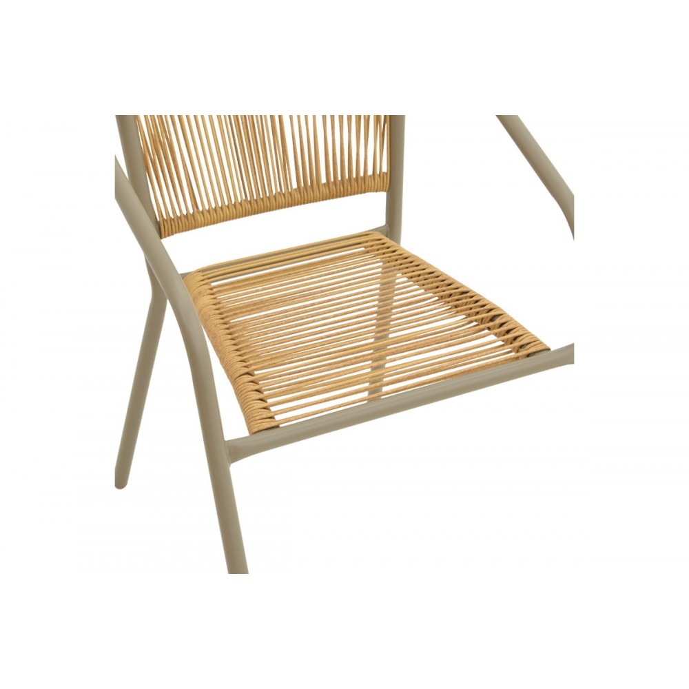 Πολυθρόνα "LINDARIA" από μέταλλο/pe rattan σε χρώμα σαμπανιζέ/φυσικό 54x63x74