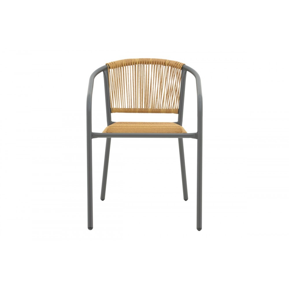 Πολυθρόνα "LINDARIA" από μέταλλο/pe rattan σε χρώμα ανθρακί/φυσικό 54x63x74