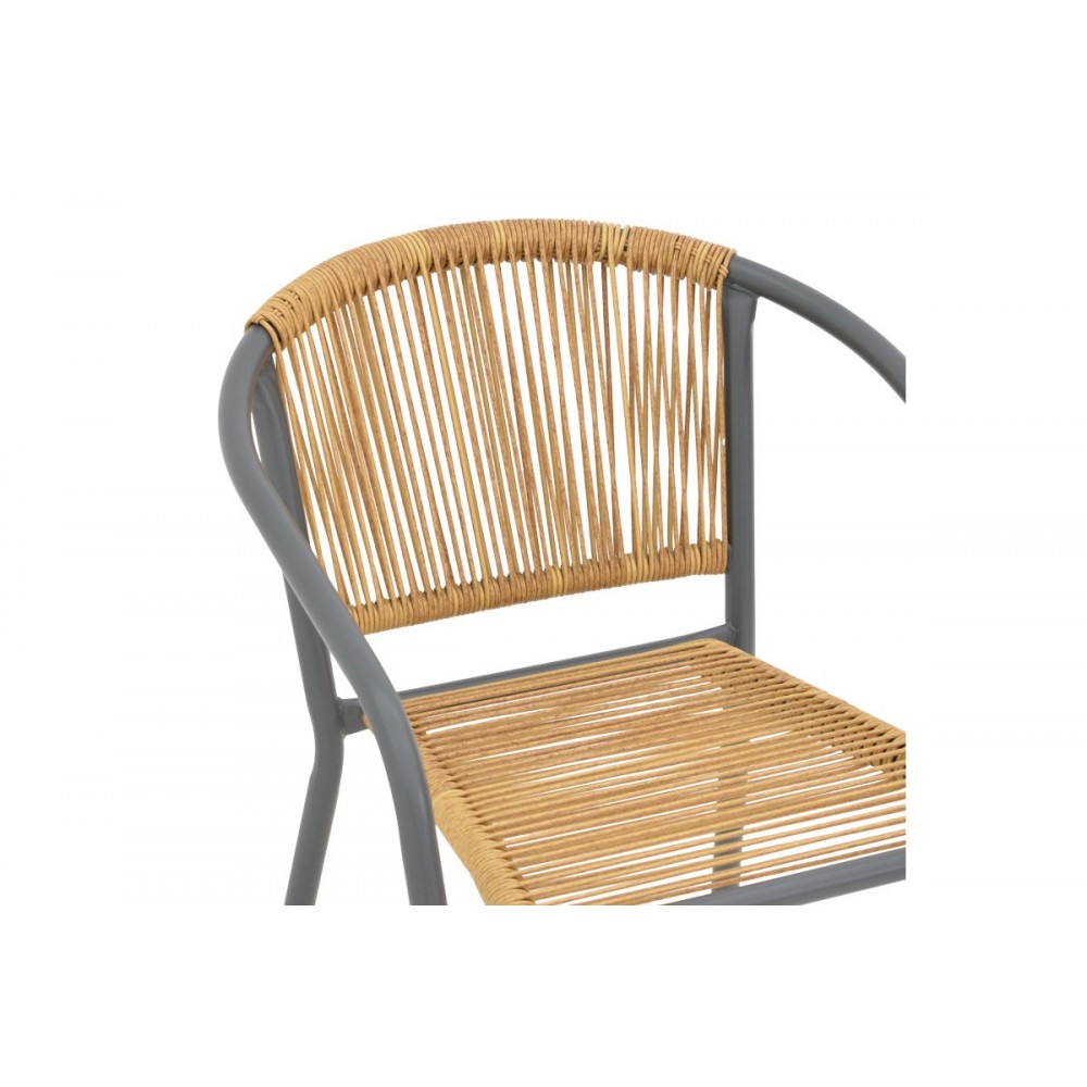 Πολυθρόνα "LINDARIA" από μέταλλο/pe rattan σε χρώμα ανθρακί/φυσικό 54x63x74