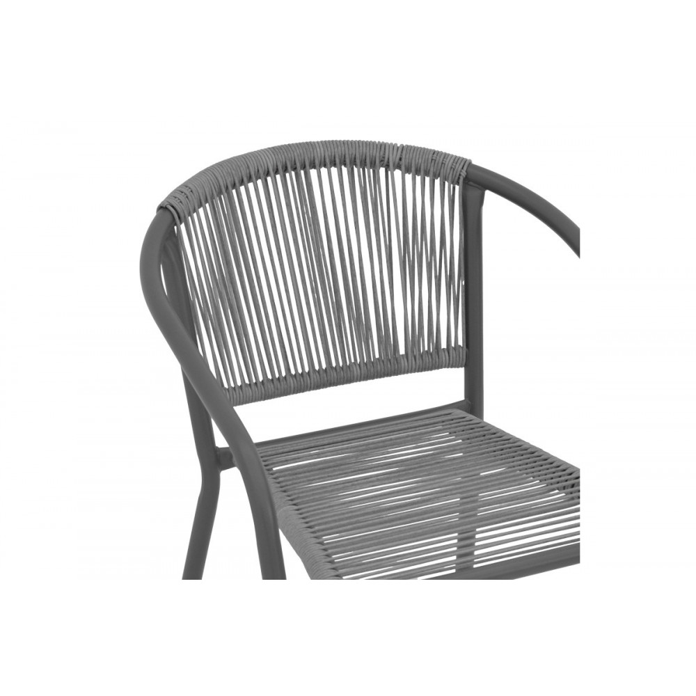 Πολυθρόνα "LINDARIA" από μέταλλο/pe rattan σε χρώμα ανθρακί 54x63x74