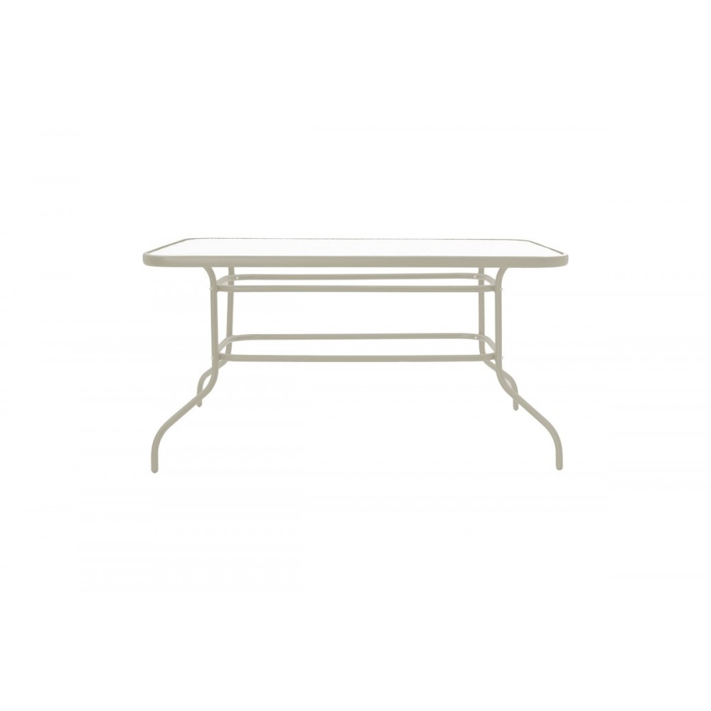 Τραπέζι "VALOR" από μέταλλο/γυαλί σε χρώμα σαμπανιζέ 110x60x70