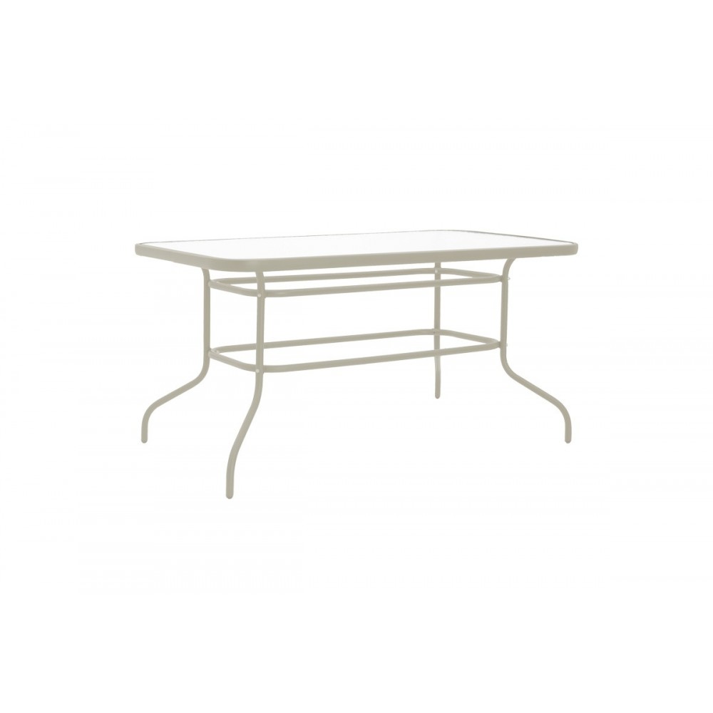 Τραπέζι "VALOR" από μέταλλο/γυαλί σε χρώμα σαμπανιζέ 110x60x70