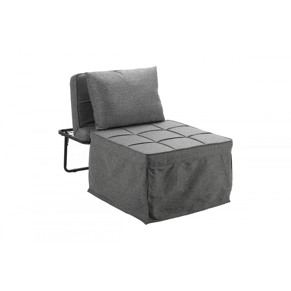 Σκαμπό-κρεβάτι "GREJIO" από ύφασμα/μέταλλο σε χρώμα γκρι/μαύρο 70x70x45