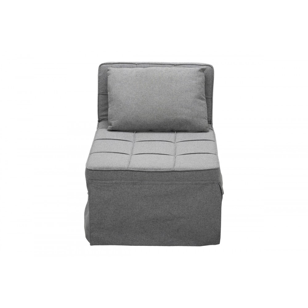 Σκαμπό-κρεβάτι "GREJIO" από ύφασμα/μέταλλο σε χρώμα γκρι/μαύρο 70x70x45