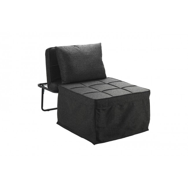 Σκαμπό-κρεβάτι "GREJIO" από ύφασμα/μέταλλο σε χρώμα ανθρακί/μαύρο 70x70x45