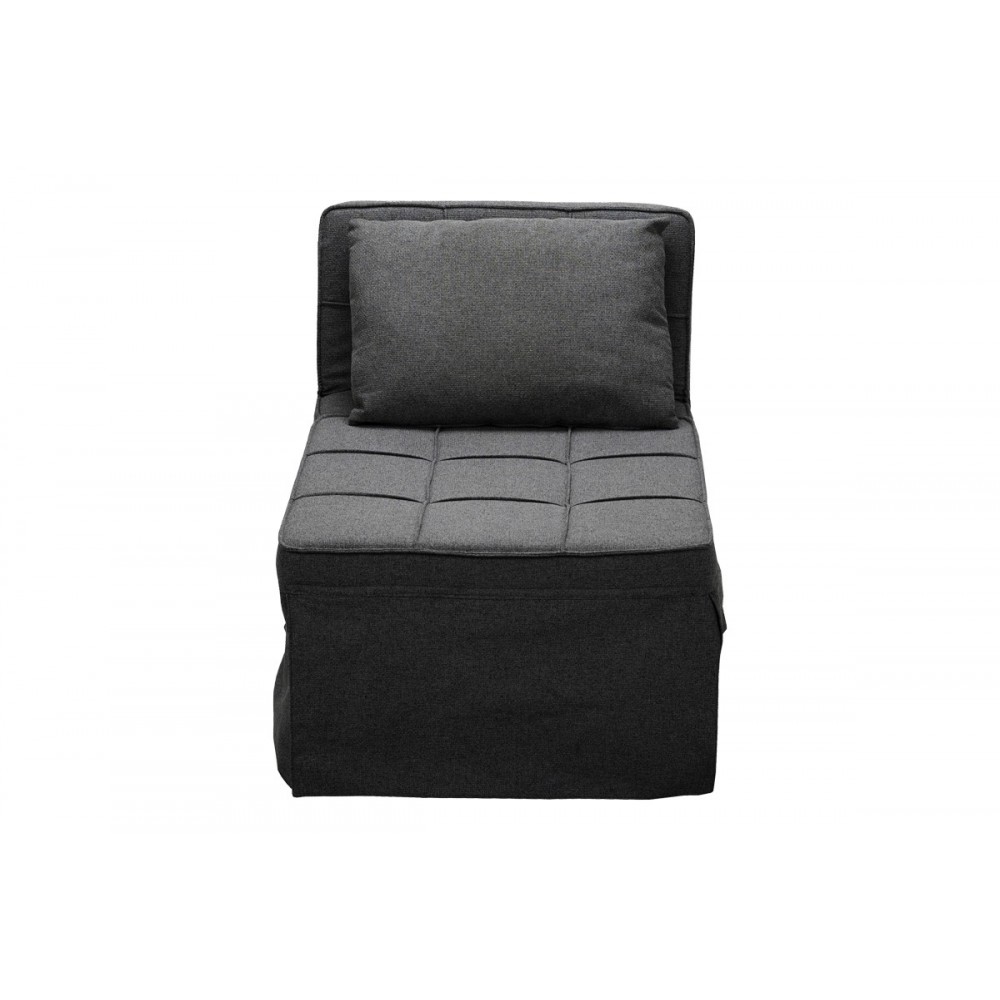 Σκαμπό-κρεβάτι "GREJIO" από ύφασμα/μέταλλο σε χρώμα ανθρακί/μαύρο 70x70x45