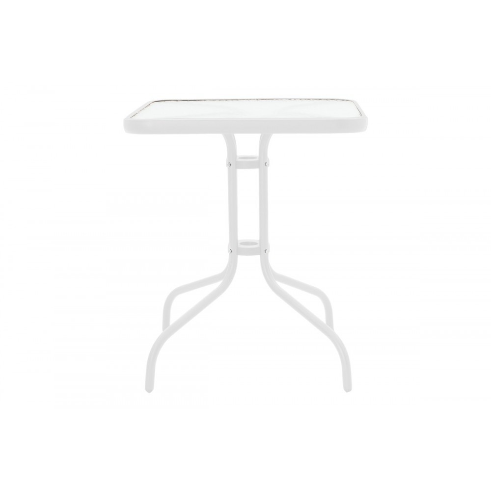 Τραπέζι "WATSON" από μέταλλο/γυαλί σε χρώμα λευκό 70x70x70