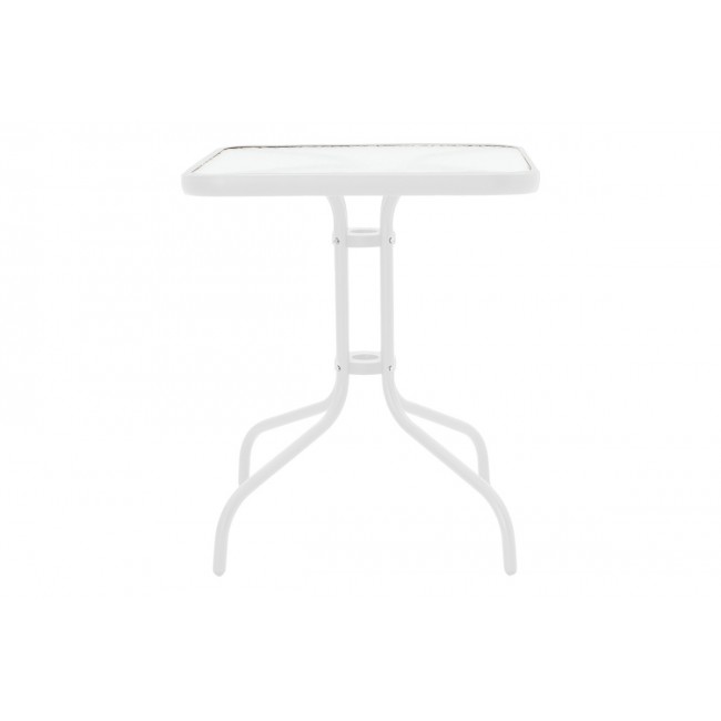 Τραπέζι "WATSON" από μέταλλο/γυαλί σε χρώμα λευκό 70x70x70