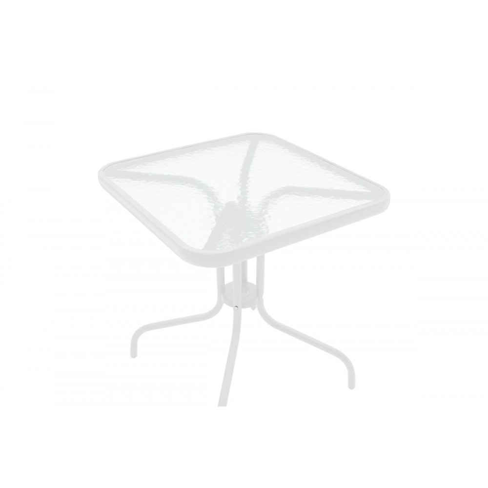 Τραπέζι "WATSON" από μέταλλο/γυαλί σε χρώμα λευκό 70x70x70