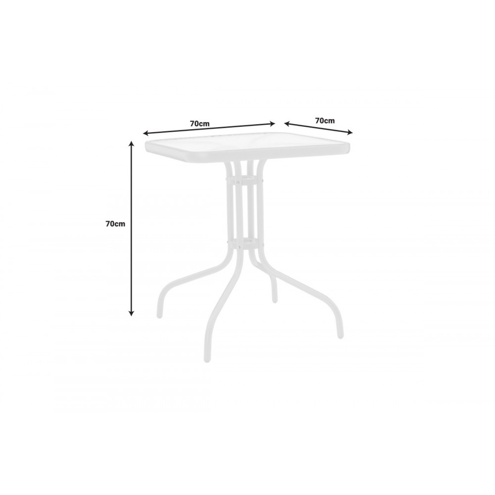 Τραπέζι "WATSON" από μέταλλο/γυαλί σε χρώμα λευκό 70x70x70