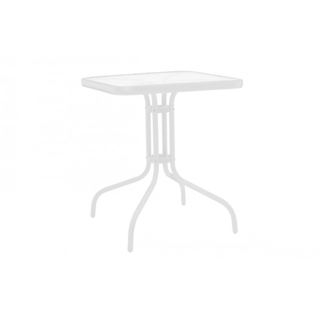 Τραπέζι "WATSON" από μέταλλο/γυαλί σε χρώμα λευκό 70x70x70