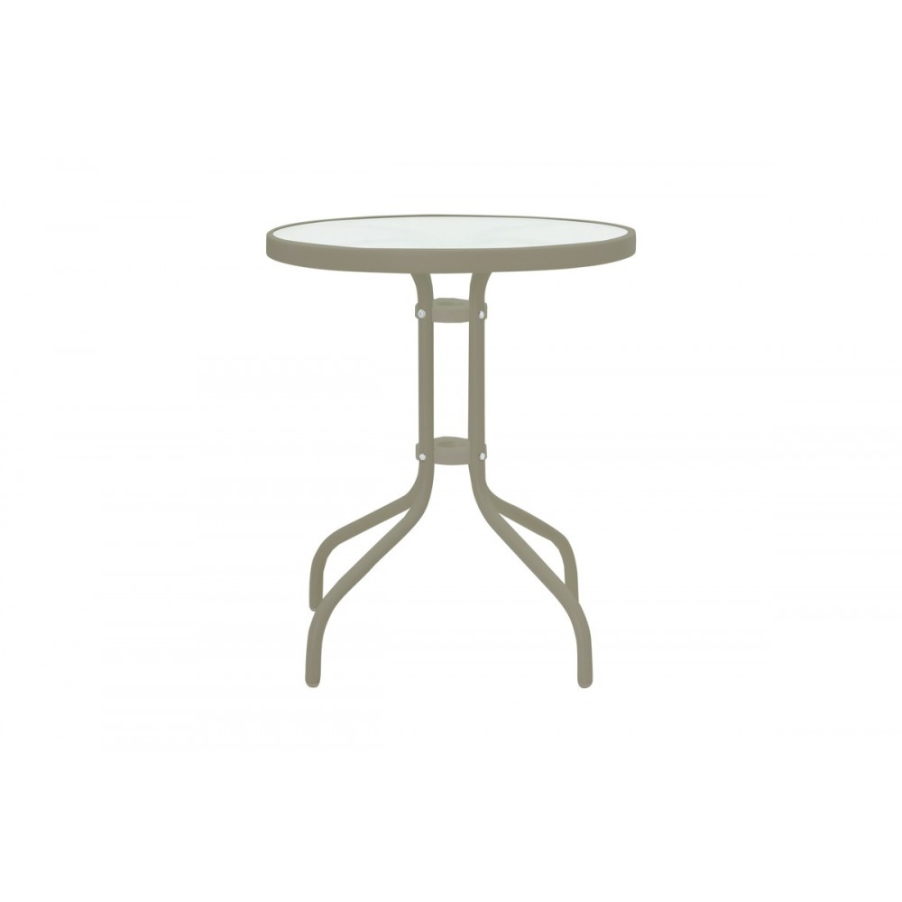 Τραπέζι "WATSON" από μέταλλο/γυαλί σε χρώμα σαμπανιζέ Φ60x70