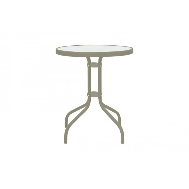 Τραπέζι "WATSON" από μέταλλο/γυαλί σε χρώμα σαμπανιζέ Φ60x70