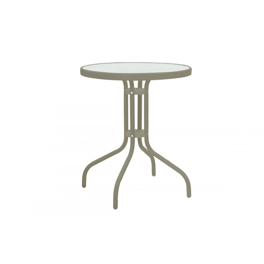 Τραπέζι "WATSON" από μέταλλο/γυαλί σε χρώμα σαμπανιζέ Φ60x70