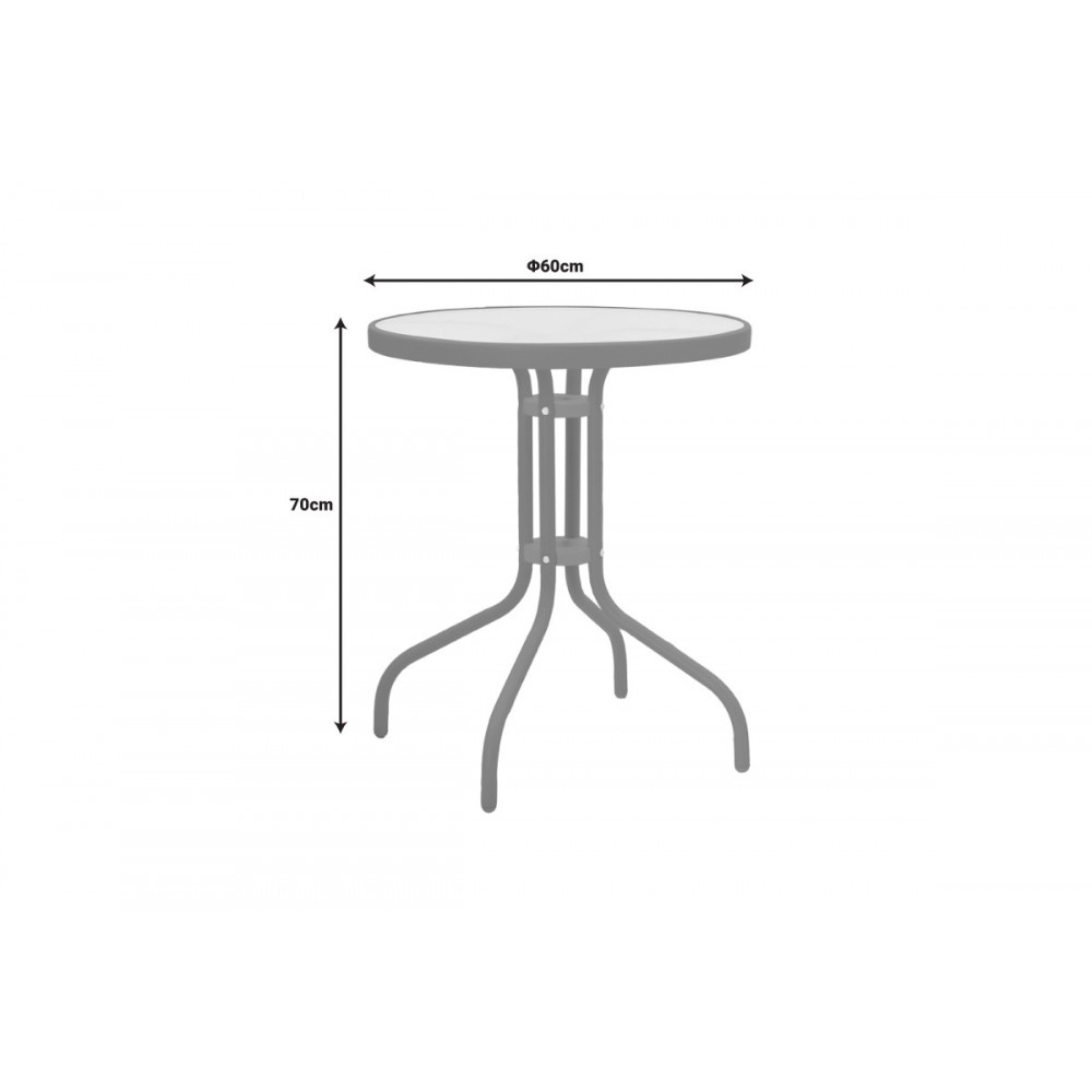 Τραπέζι "WATSON" από μέταλλο/γυαλί σε χρώμα σαμπανιζέ Φ60x70