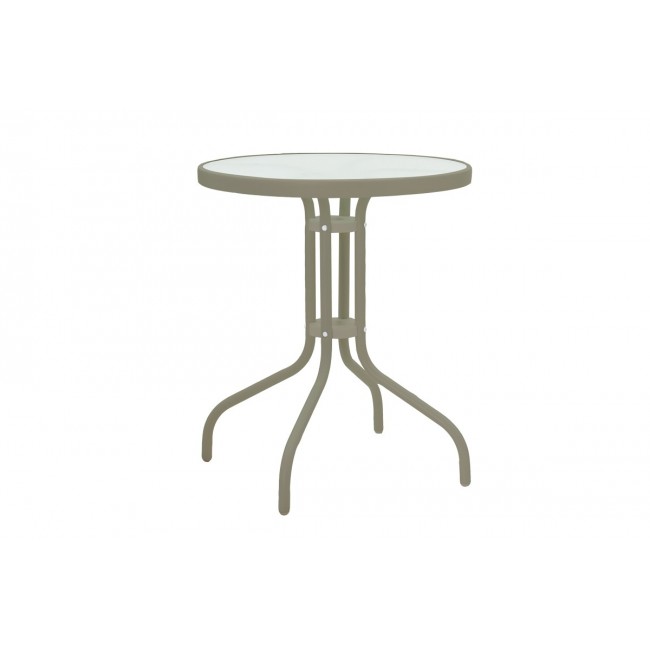 Τραπέζι "WATSON" από μέταλλο/γυαλί σε χρώμα σαμπανιζέ Φ60x70