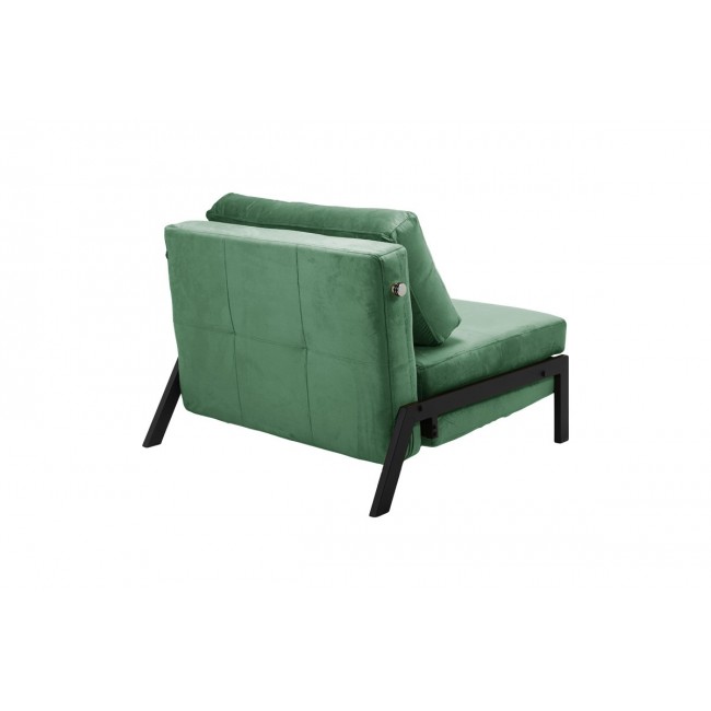 Πολυθρόνα-κρεβάτι "FANCY" από βελούδο/μέταλλο σε χρώμα κυπαρισσί/μαύρο 95x98x70