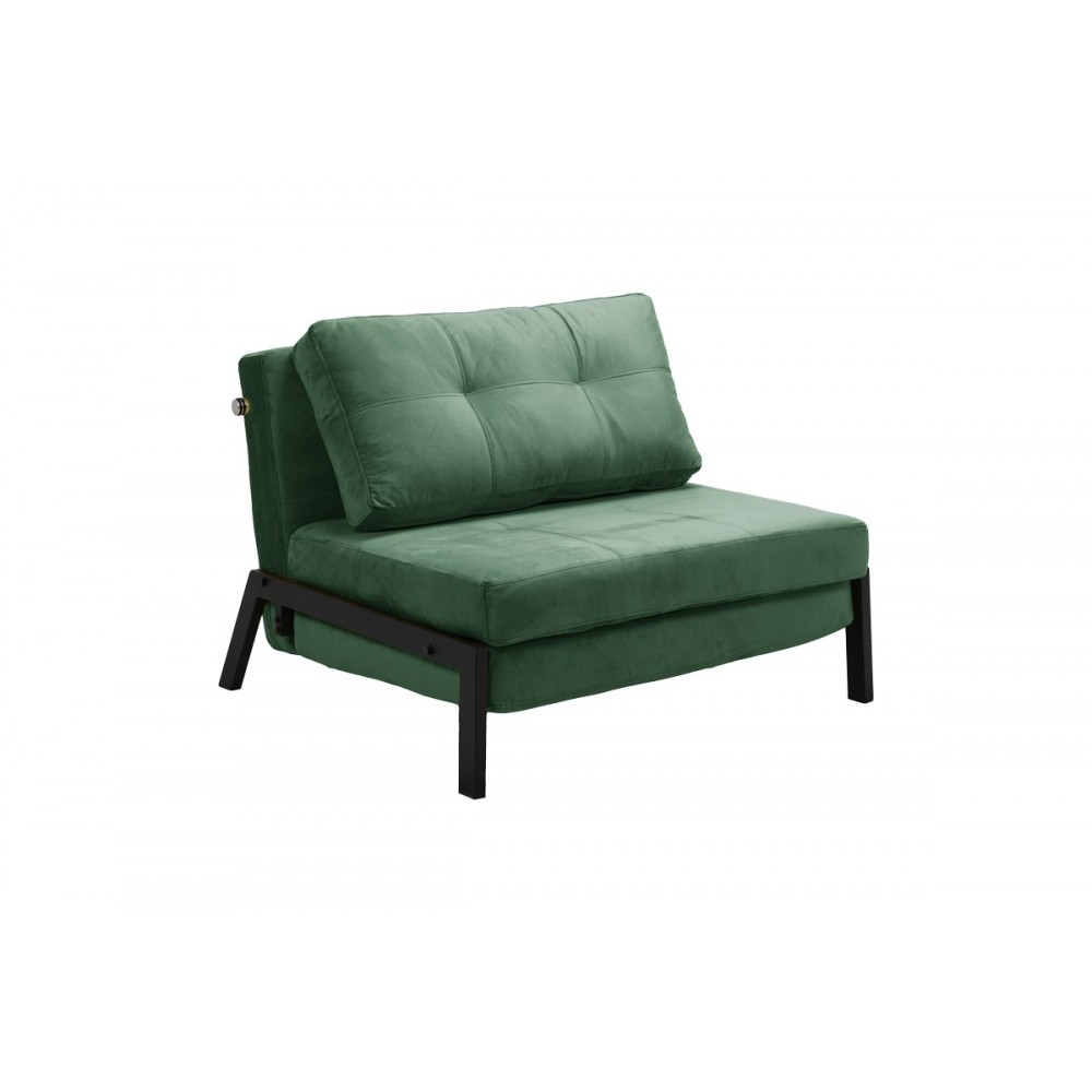 Πολυθρόνα-κρεβάτι "FANCY" από βελούδο/μέταλλο σε χρώμα κυπαρισσί/μαύρο 95x98x70