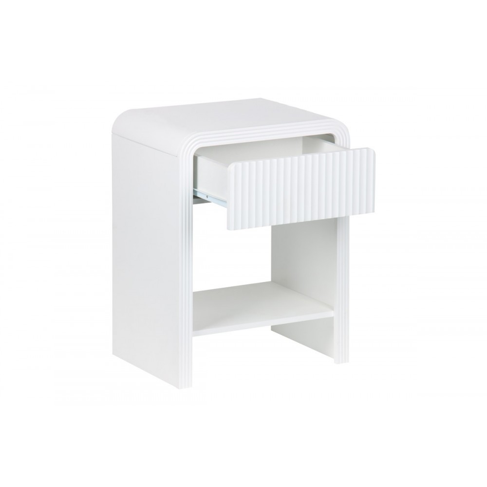 Κομοδίνο "ZEPLEN" από mdf σε χρώμα λευκό 40x30x53